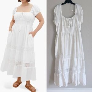 City Chic Plus Size Maxi White Maxi Dress with Lace Details